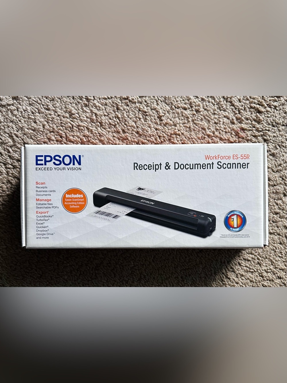 Epson Workforce ES-55R Receipt & Document Scanner, Accounting Edition.
